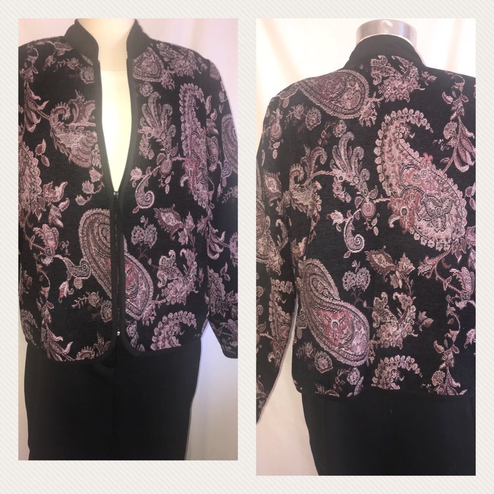 Dress barn Black and pink Paisley jacket T1